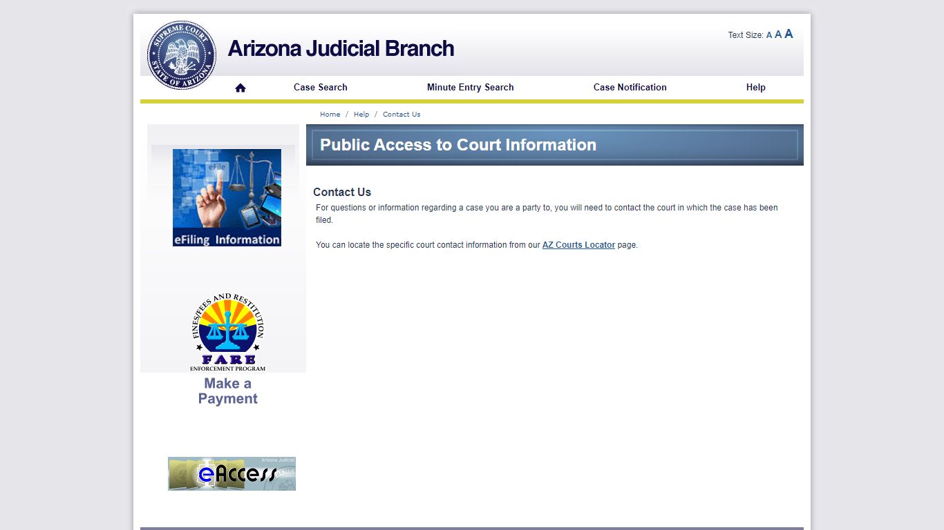 Public Access - Contact Us - apps.supremecourt.az.gov